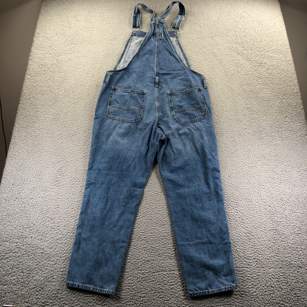 Gap Overalls Womens Medium Blue Indigo Slouchy Denim Bib Cotton Pockets Jeans - Picture 4 of 11